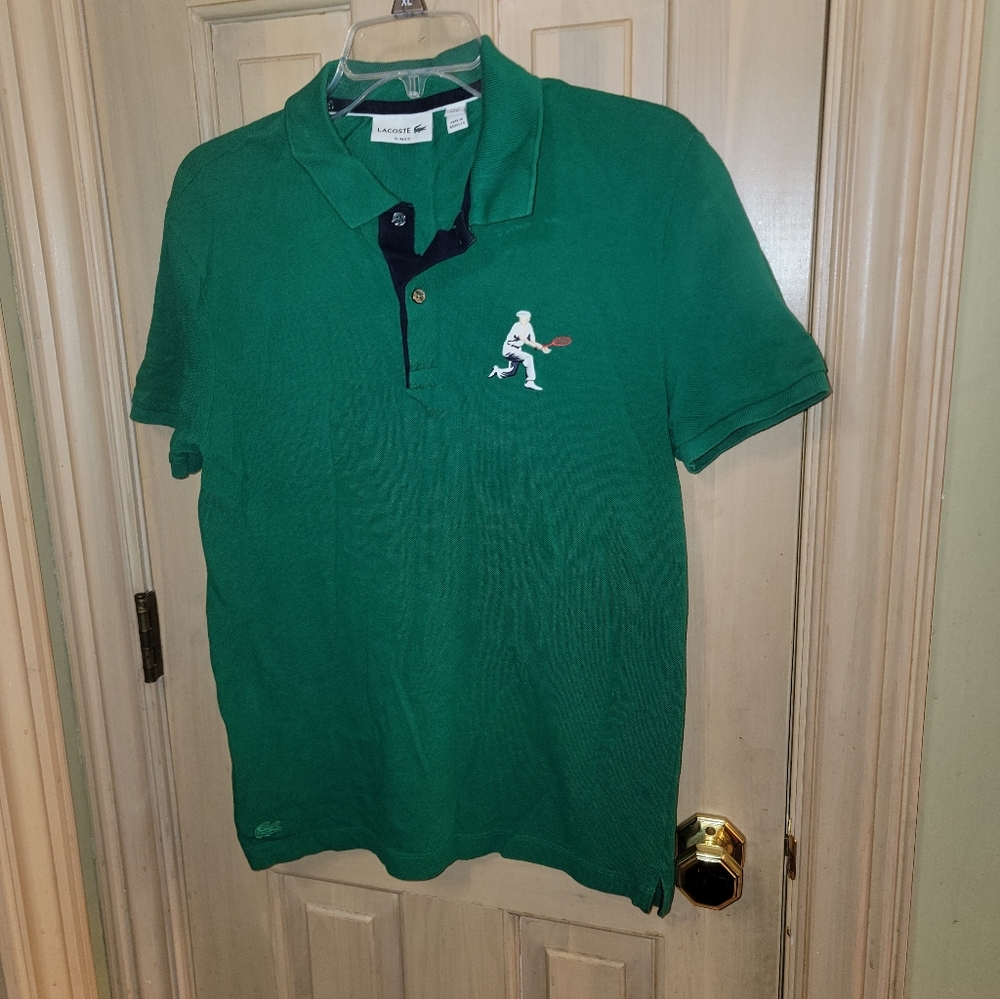 Mens Sz M Lacoste Tennis Polo Green Preppy Tennis Player Logo - Picture 10 of 10
